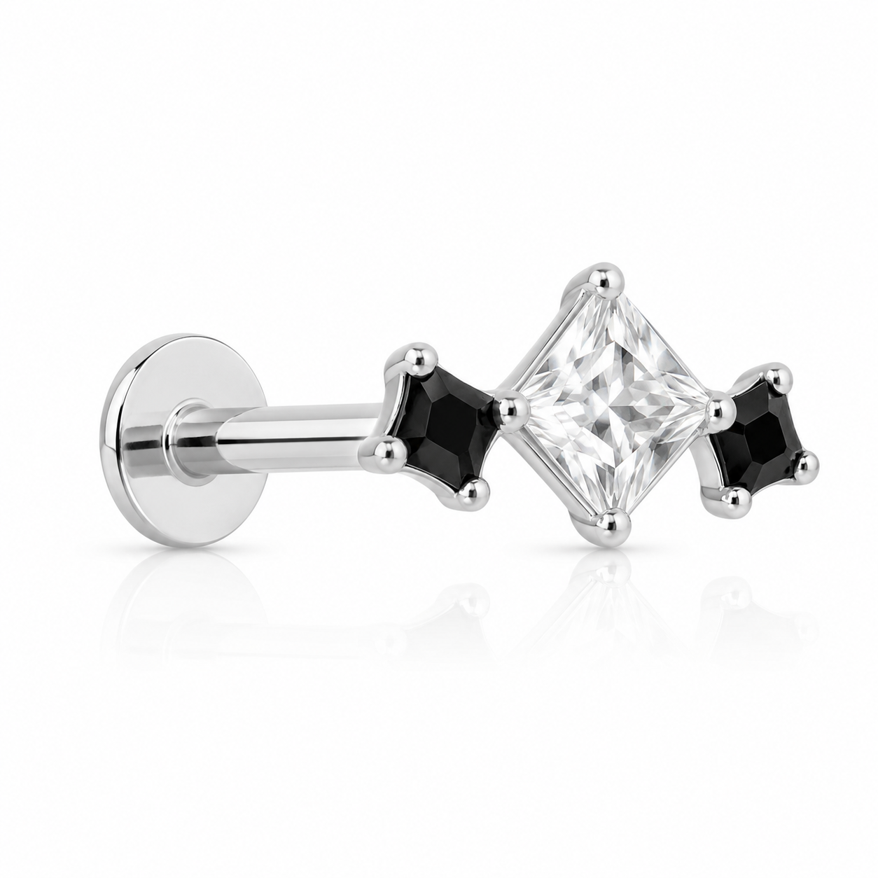 Océane - Titanium Labret F136 - Gold Finish - White Zircon - Black Zircon