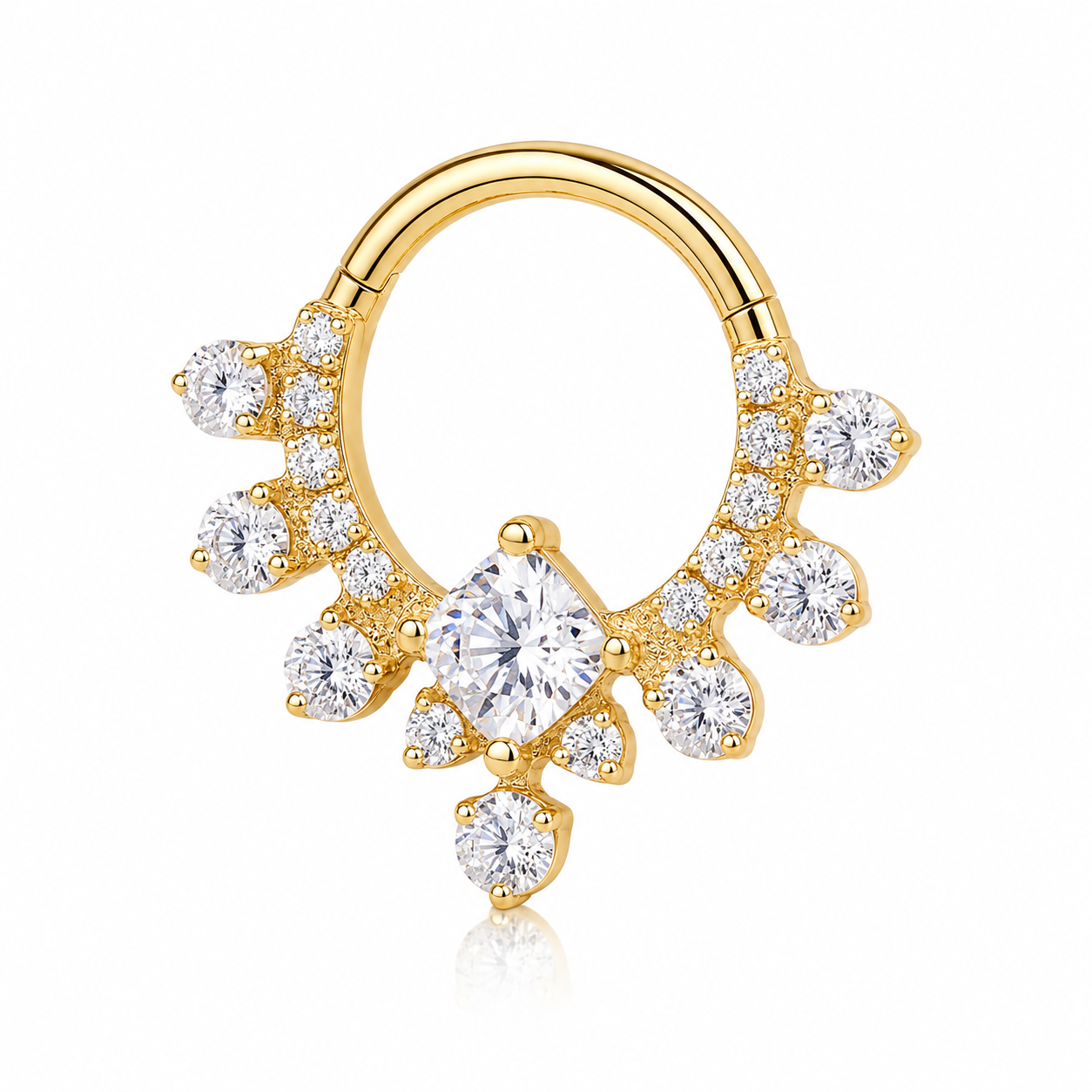 Céleste - Titanium Clicker Ring F136 - Gold Finish - 1.2*8mm - White Zircon