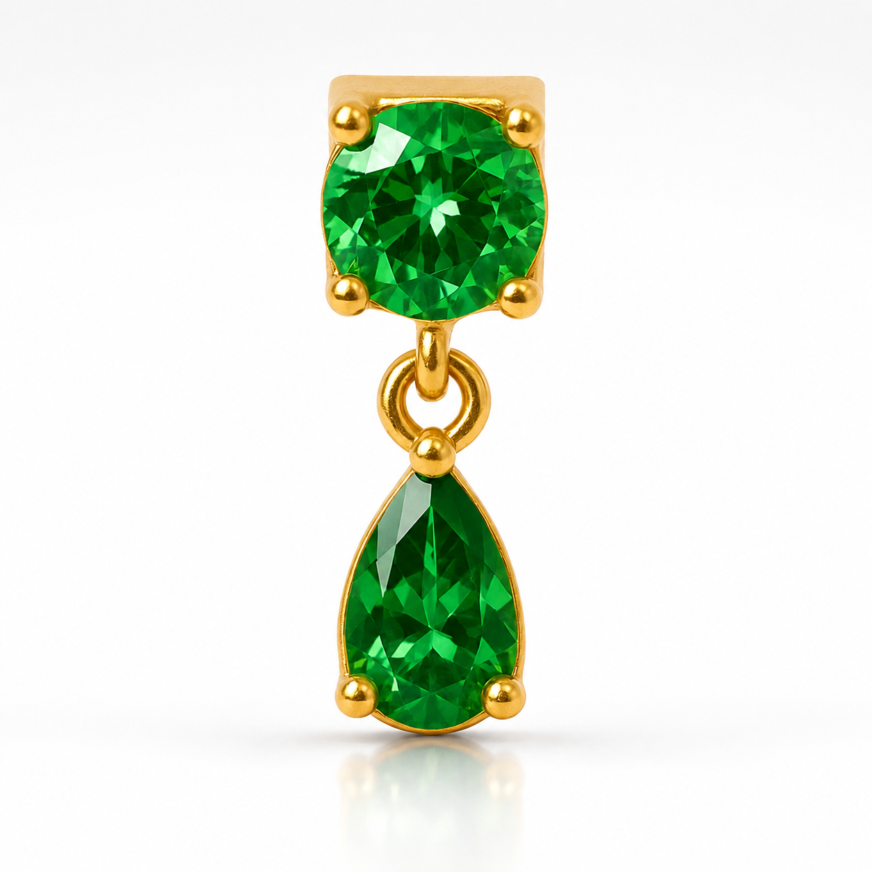 Delphine - Labret Filetage Interne - Finition Or - 1.2*8 - Zircon Vert