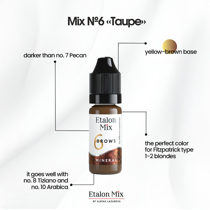 N°6 Taupe - Pigment pour maquillage permanent sourcils - 5 ml