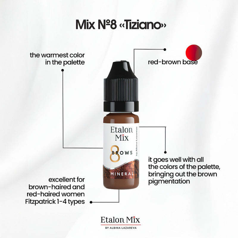 N°8 Tiziano - Pigment pour maquillage permanent sourcils - 5 ml