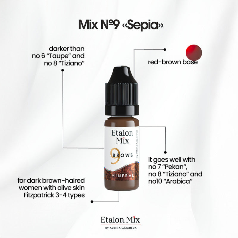 N°9 Sepia - Pigment pour maquillage permanent sourcils - 5 ml