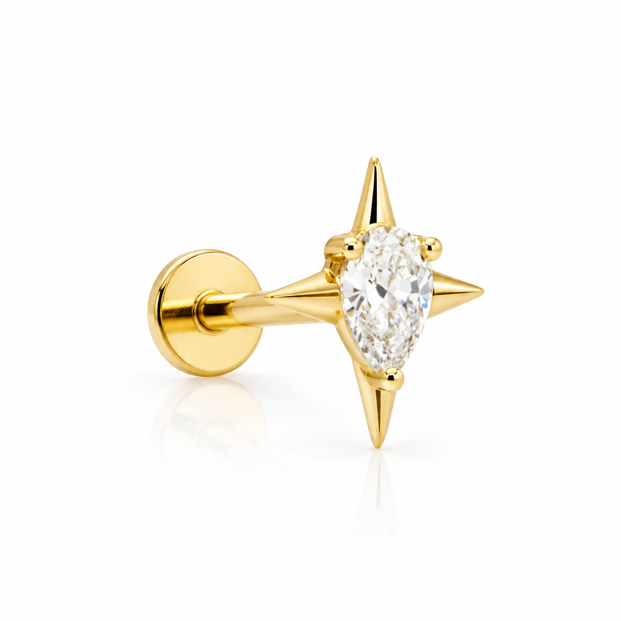Loane - Labret Titane F136 - Finition Or - Zircon blanc