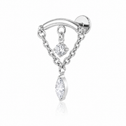 Kathy - Labret Filetage Interne - Titane - Finition Argent