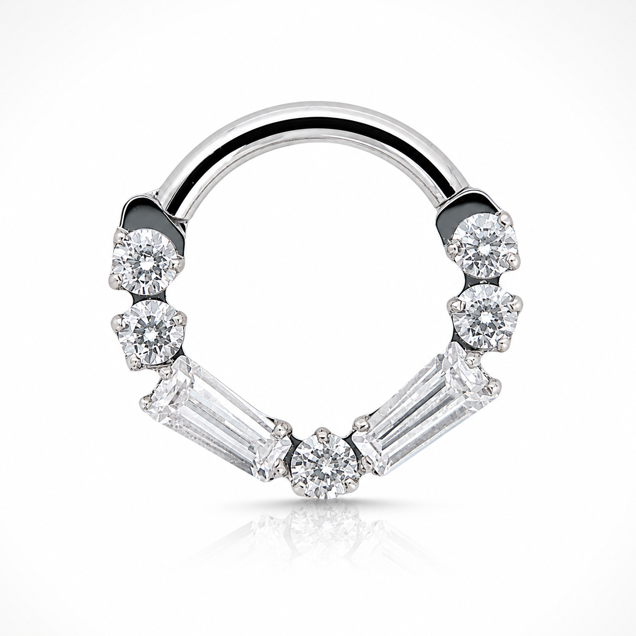 Capucine - Titanium Clicker Ring F136 - Silver Finish - 1.2*8mm - White Zircon