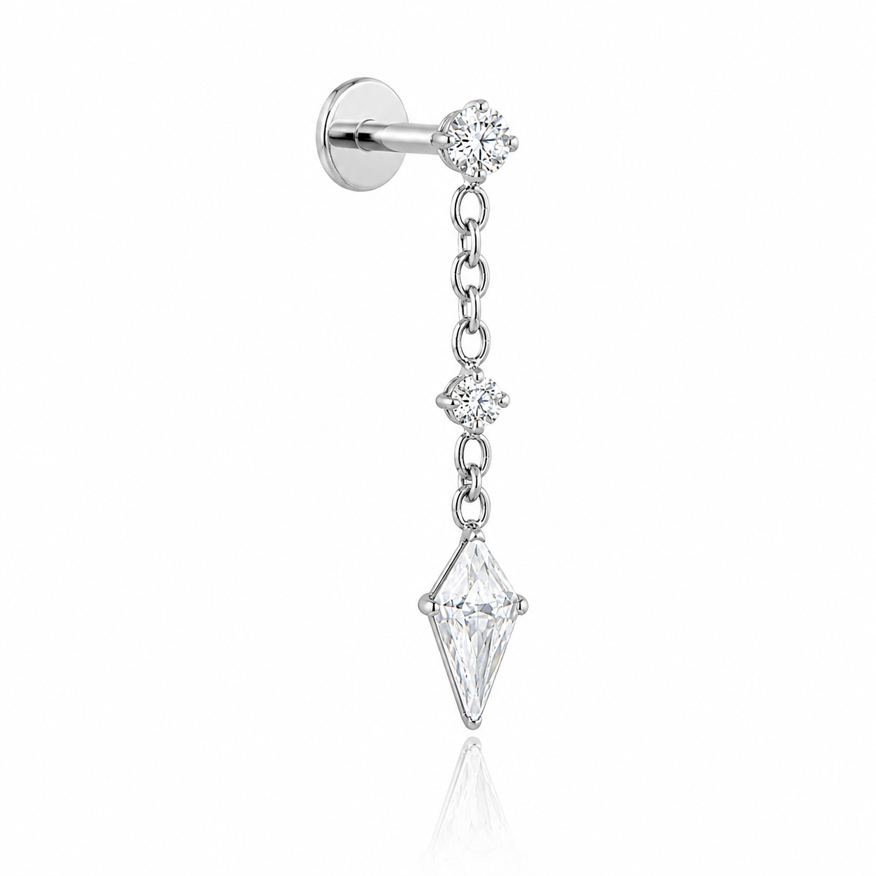 Thalia - Titanium Labret F136 - Silver Finish - White Zircon