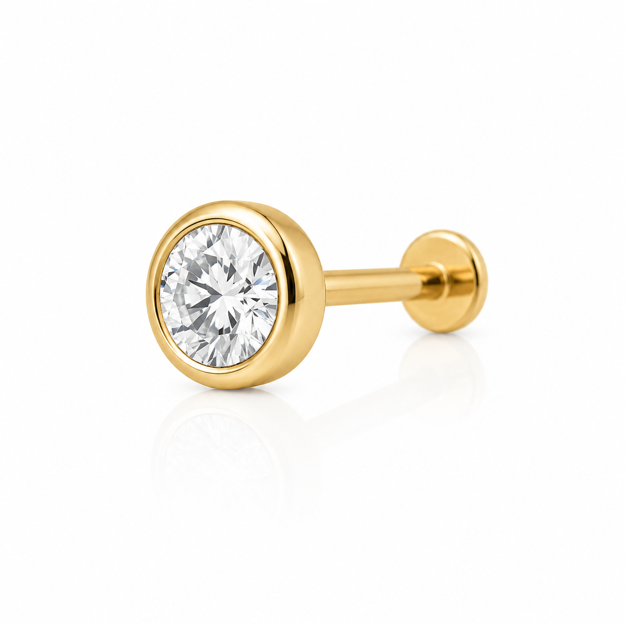 Kaia - Labret Filetage Interne - Finition Or - 1.2*8*3mm - Zircon Blanc