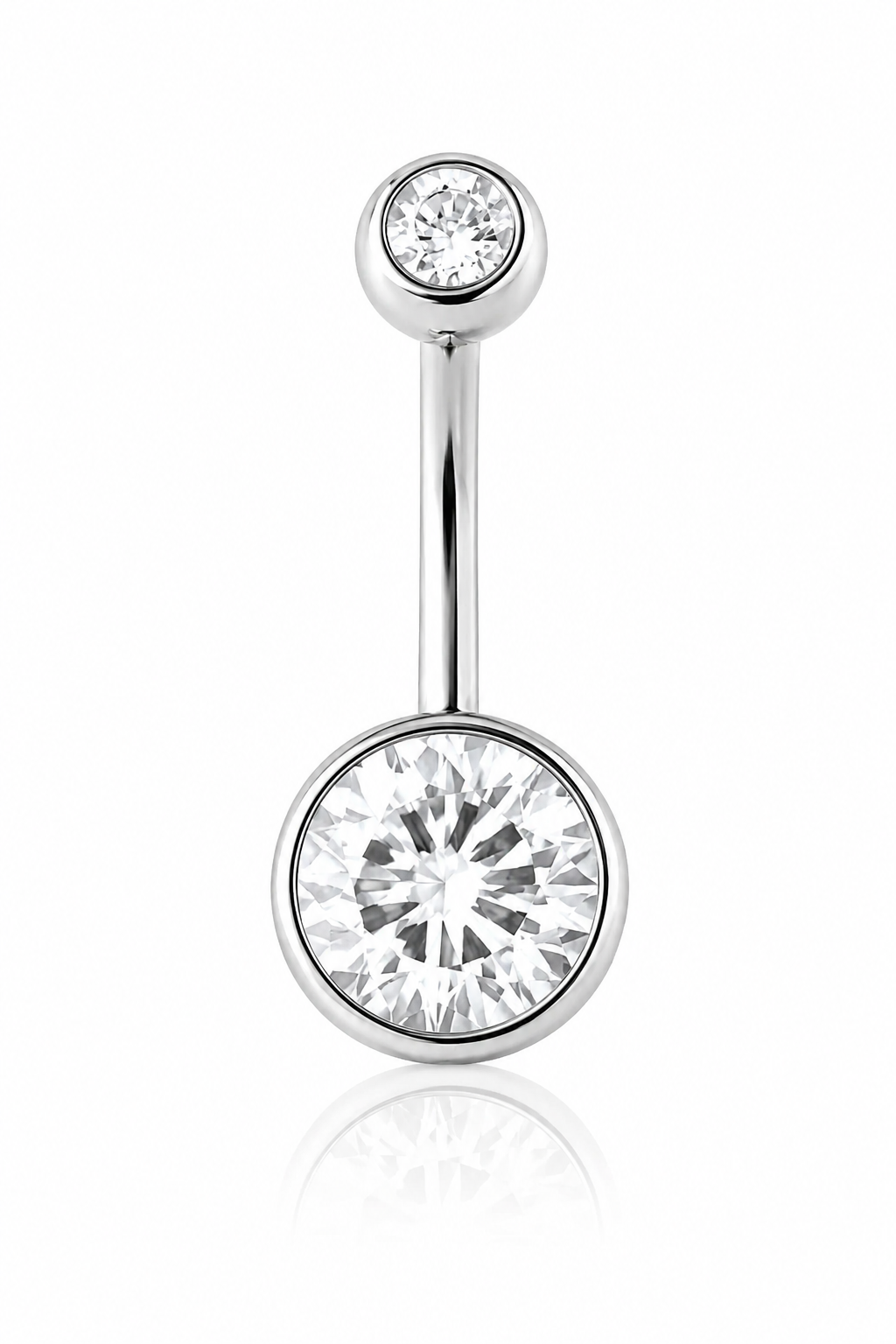 Ophelia - Nombril Banane Filetage Interne - Finition Argent - 1.6*10*5/8mm - Zircon Blanc