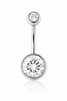 Ophelia - Nombril Banane Filetage Interne - Finition Argent - 1.6*10*5/8mm - Zircon Blanc