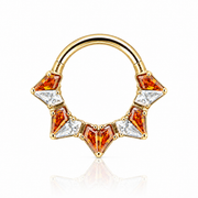 Diane - Titanium Clicker Ring F136 - Gold Finish - 1.2*8mm - White Zircon - Red Zircon