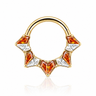 Diane - Anneau Clicker Titane F136 - Finition Or - 1.2*8mm - Zircon blanc - Zircon rouge
