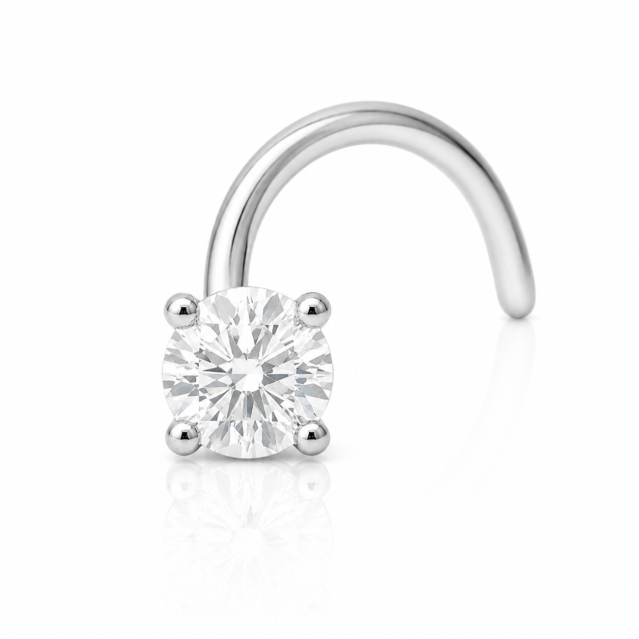 Seren - Nez  Stud - Finition Argent - 0.8*6*2mm - Zircon Blanc