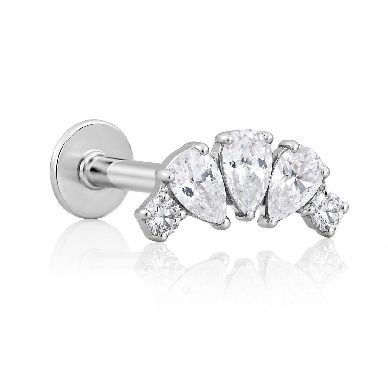 Sienna - Titanium Labret F136 - Silver Finish - White Zircon