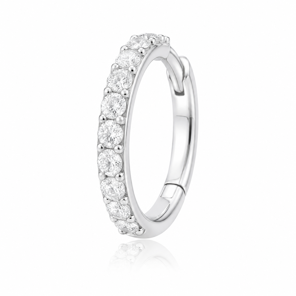 Iliana - Anneau Clicker - Finition Argent - 1.2*12 mm - Zircon Blanc