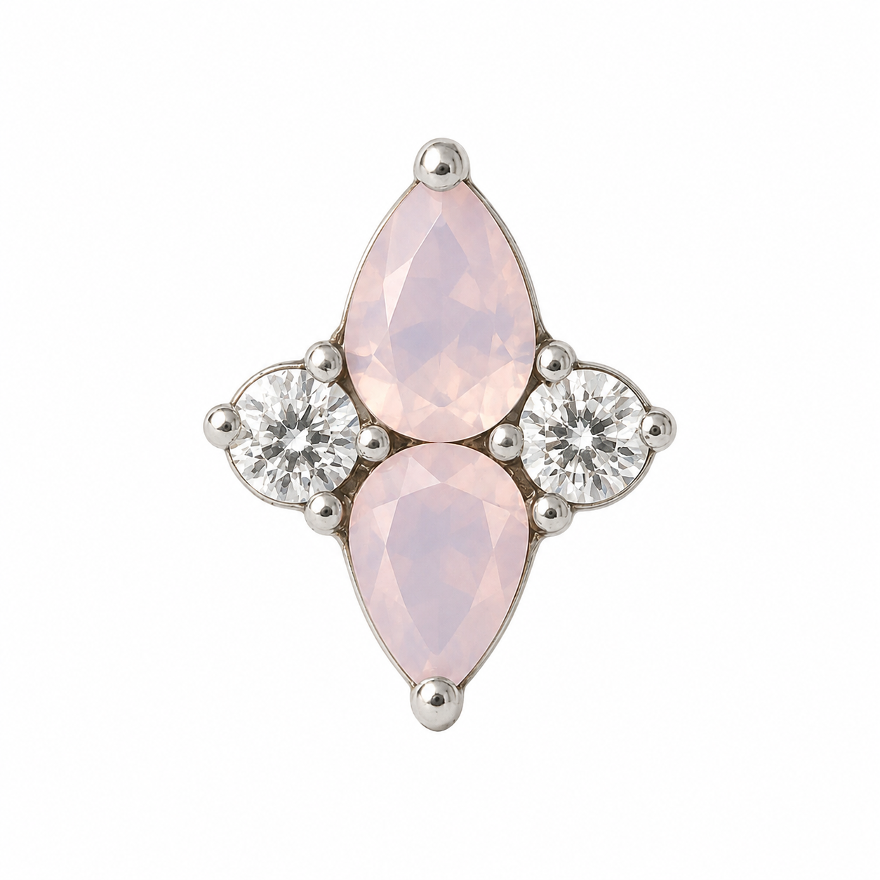 Maeve - Labret Filetage Interne - Finition Argent - M0.9(16G) - Pierre naturelle Rose - Pierre naturelle Blanc