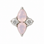 Maeve - Labret Filetage Interne - Finition Argent - M0.9(16G) - Pierre naturelle Rose - Pierre naturelle Blanc