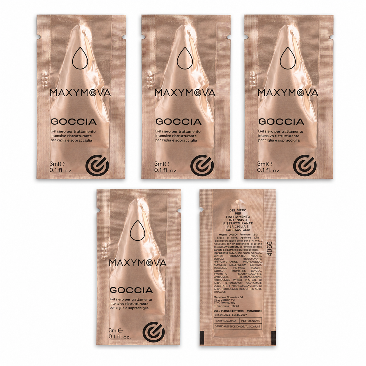 SACHETS SÉRUM GOCCIA  RESTRUCTURANT À LA KÉRATINE POUR REHAUSSEMENT - 3 ML X 5