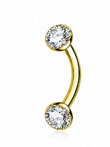 Lisa - Nombril Titane F139 - Finition Or - 1.6*6*5 mm - Zircon blanc