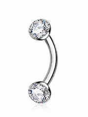 Lila - Titanium Belly Button F139 - Gold Finish - 1.6*10*5/8mm - White Zircon