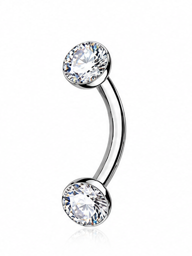 Lisa - Nombril Titane F139 - Finition Argent - 1.6*6*5 mm - Zircon blanc