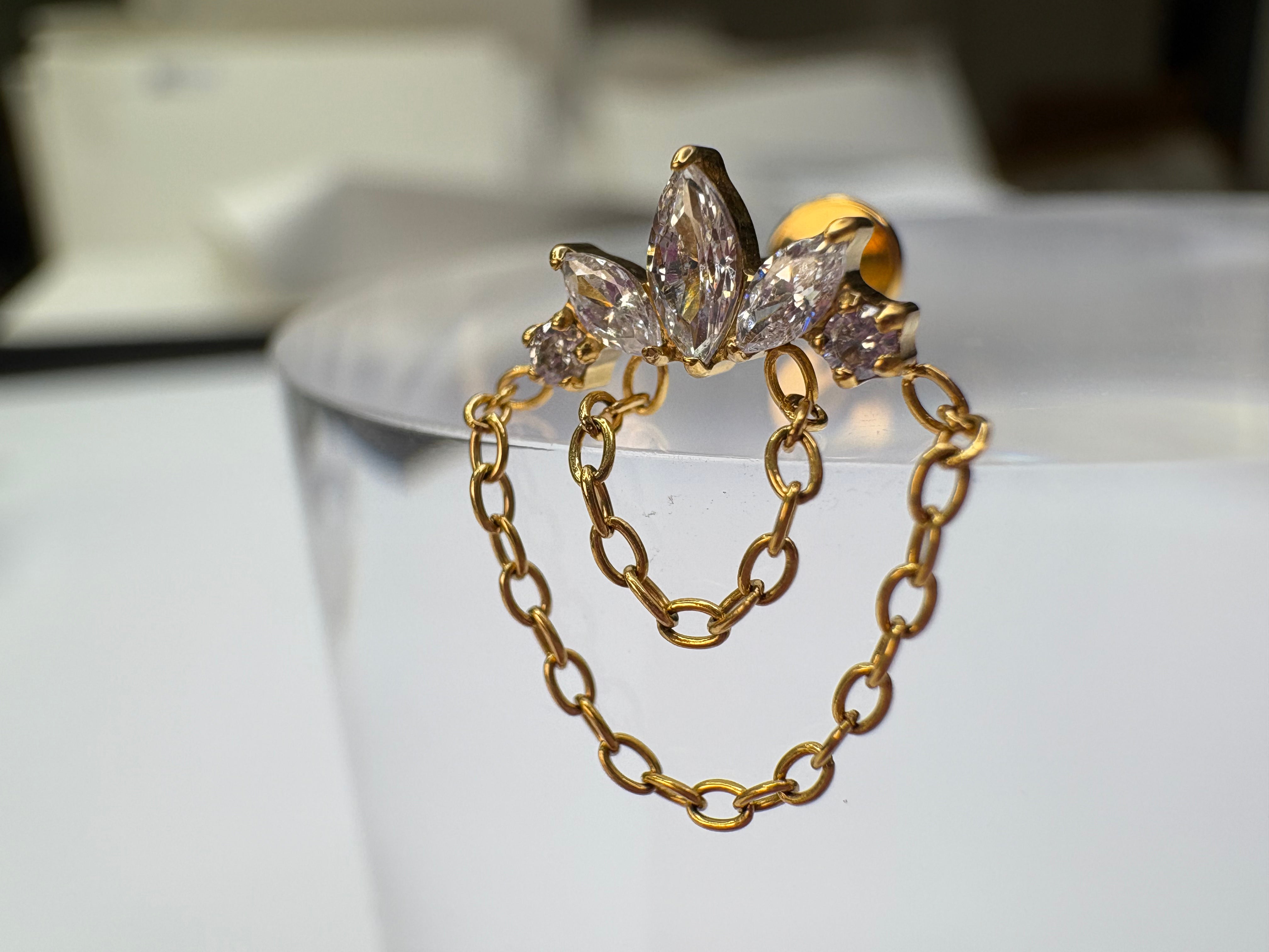 Lucie - Labret Filetage Interne - Finition Or - M0.9(16G)