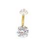 Zora - Nombril Titane F137 - Finition Or - 1.6*10*5/8mm - Zircon blanc
