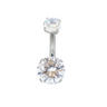 Zora - Nombril Titane F136 - Finition Argent - 1.6*10*5/8mm - Zircon blanc