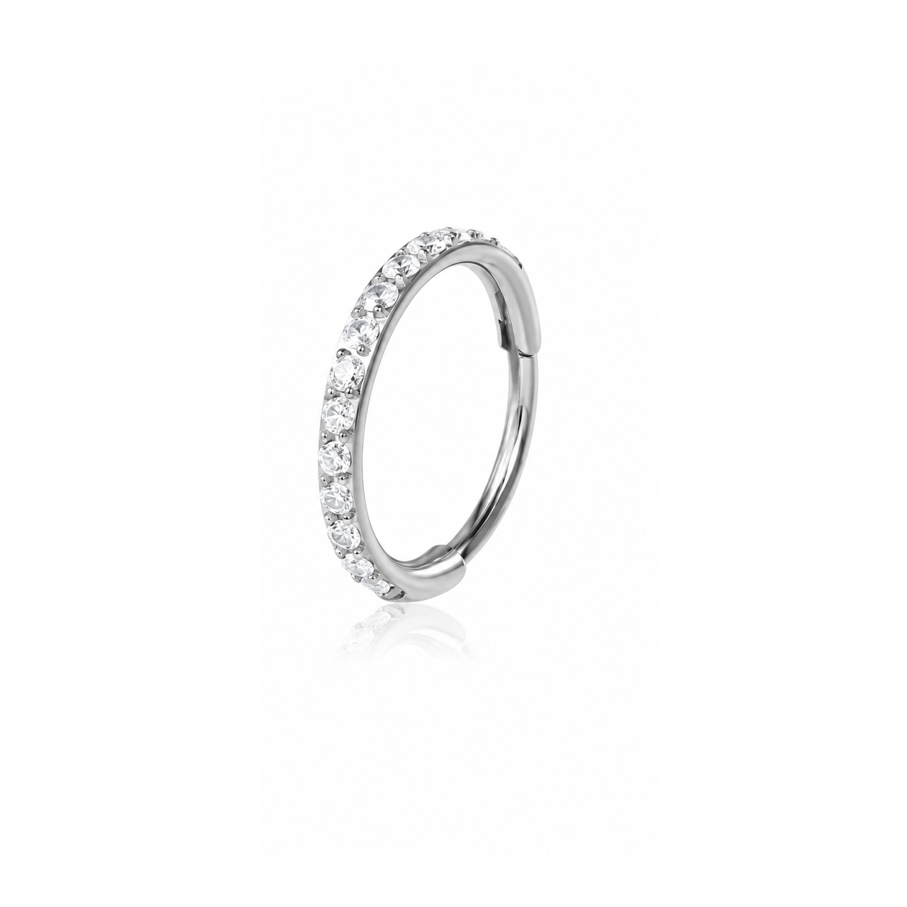 Sylvia - Anneau Nez Clicker Titane F136 - Finition Argent - Zircon blanc  0.8*7mm